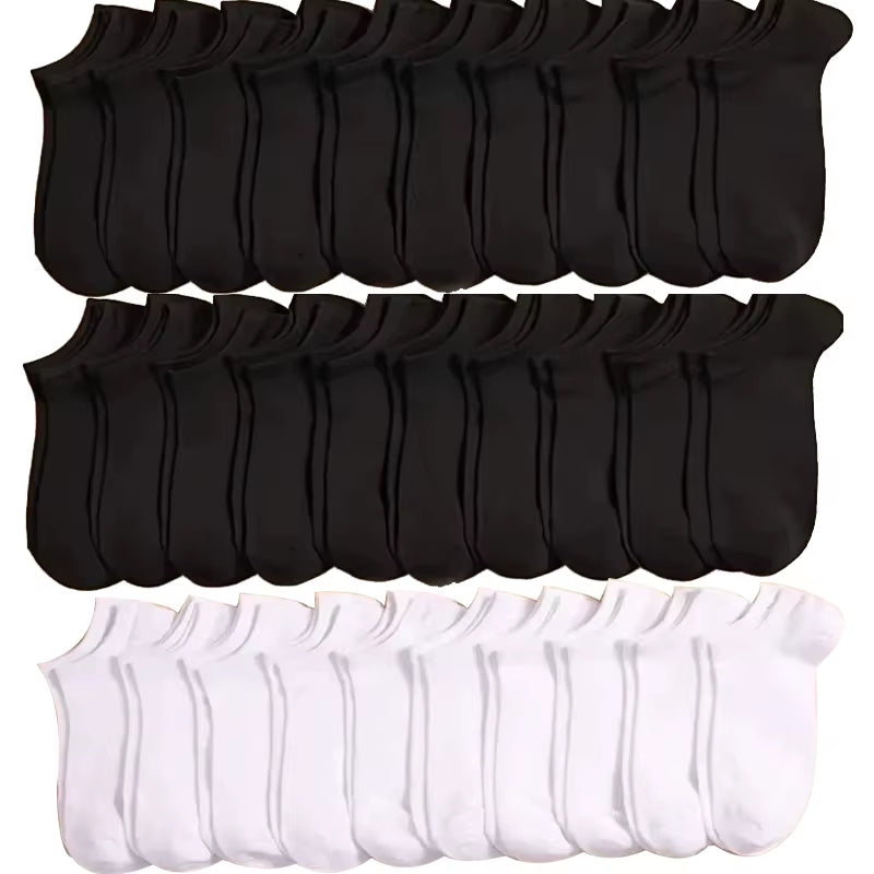5/10/20/30 Pairs Women/Men Boat Socks Invisible Low Cut Silicone Summer No-Show Ankle Socks Solid Color Casual Breathable