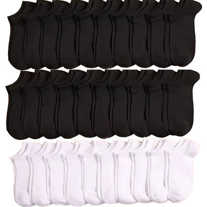 5/10/20/30 Pairs Women/Men Boat Socks Invisible Low Cut Silicone Summer No-Show Ankle Socks Solid Color Casual Breathable