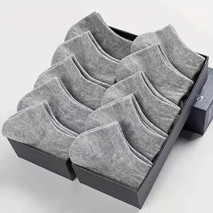 10/12/20/40 Pairs Men Boat Socks Business Sport Sweat Absorption Mature Summer Autumn Solid Color Soft Non Pilling Ankle Socks
