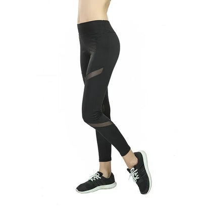 Running Pants Quick Dry Mesh Net Yoga Pants Black High Waist Elastic Fitness Slim Sport Pants Gym Leggings for Women Trousers