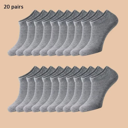 10/12/20/40 Pairs Men Boat Socks Business Sport Sweat Absorption Mature Summer Autumn Solid Color Soft Non Pilling Ankle Socks